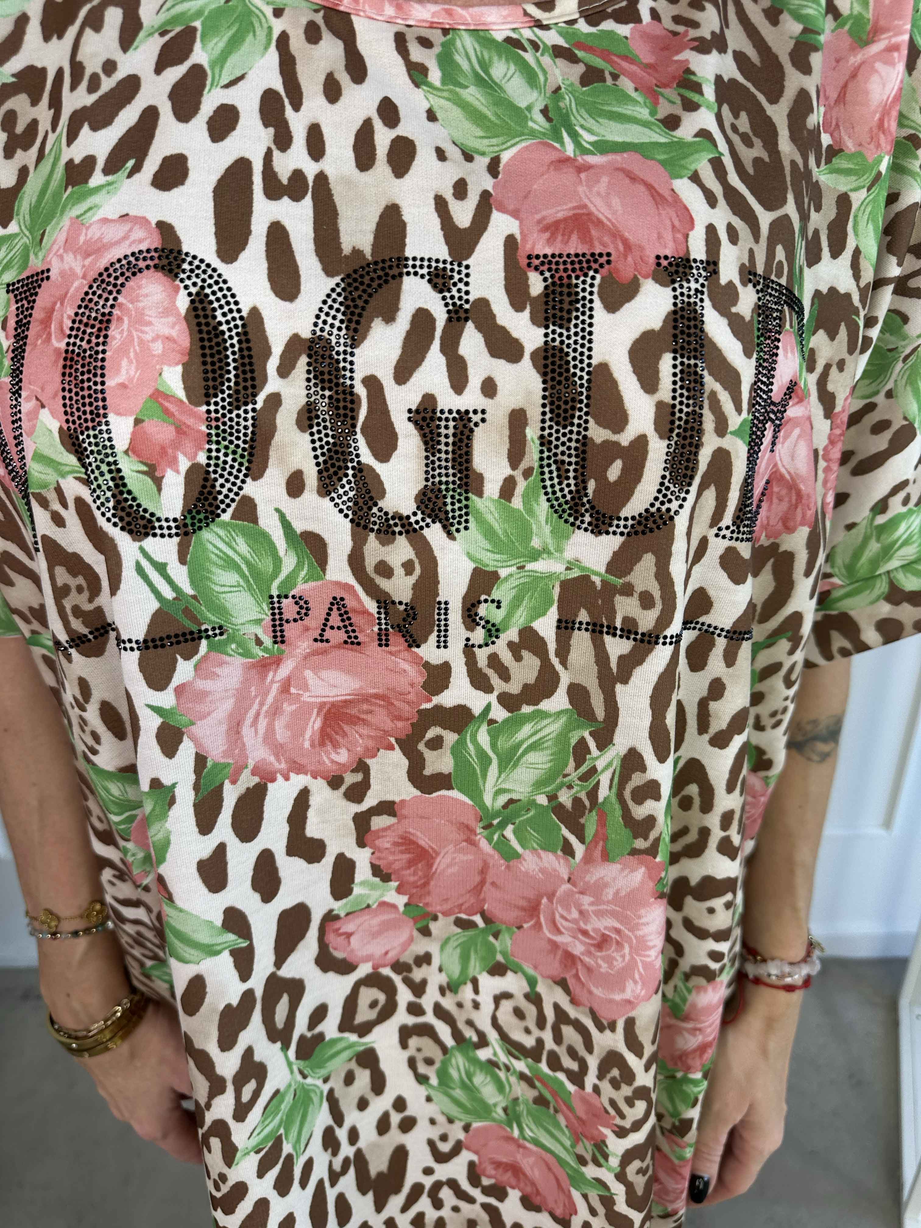 Mintu Leo Dress - T-shirtklänning i mjuk bomull med leopardtryck